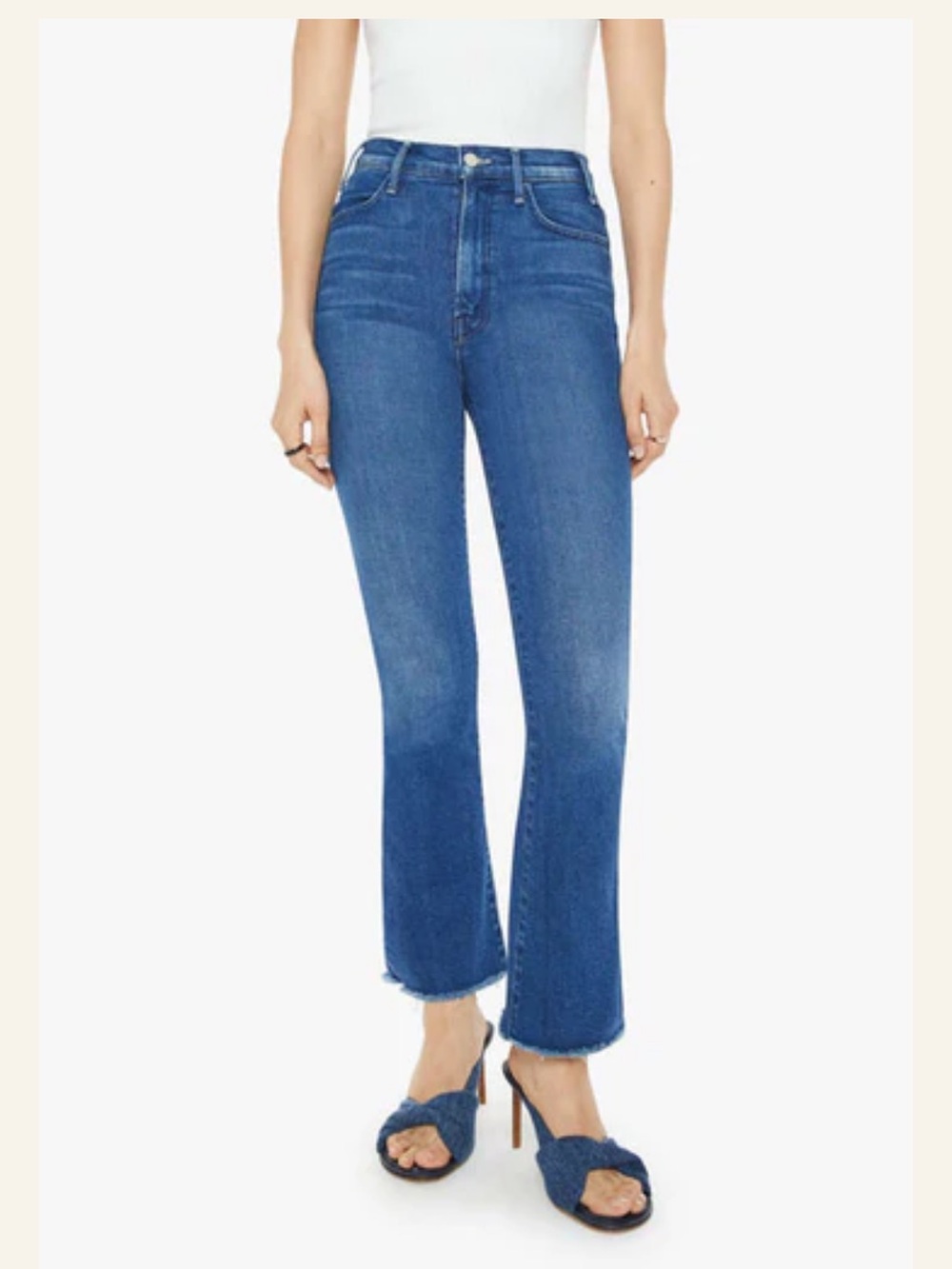 MOTHER The Hustler Flood Fray Jeans Size 28 High Rise Bootcut Raw Hem